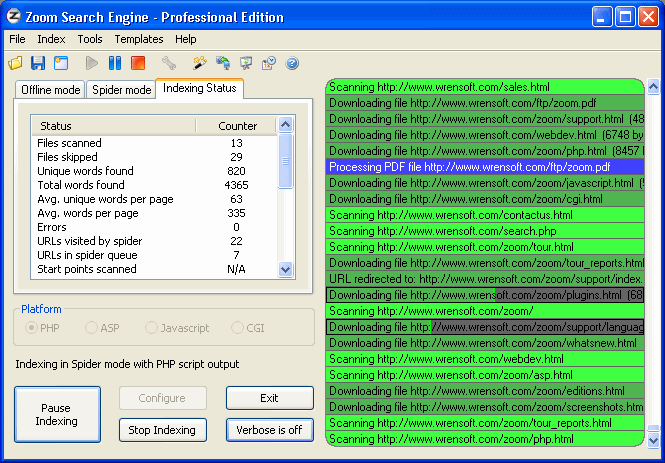 Zoom Search Engine Screenshot